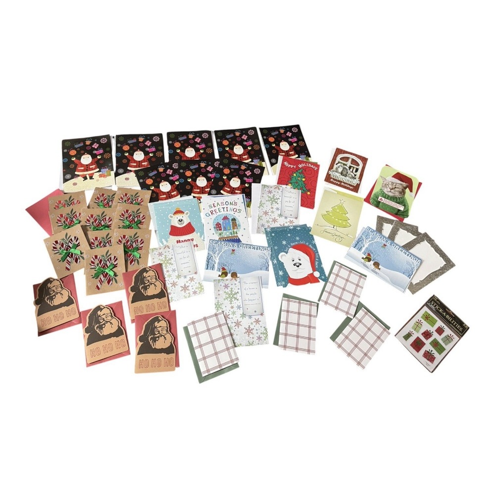 Christmas Greeting Cards Lot Hallmark Dr Seuss Santa Holiday Assorted Vintage